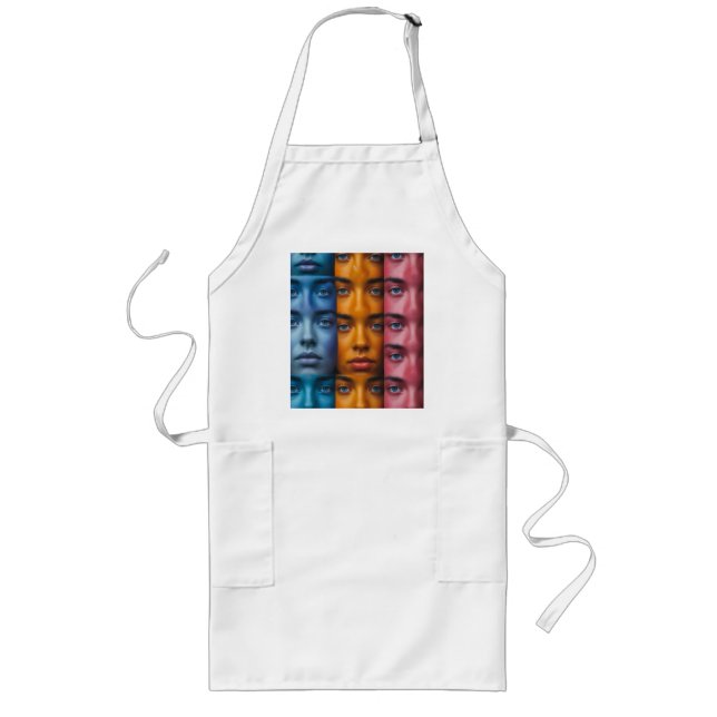 Tablier Long Motif des faces colorées (Devant)