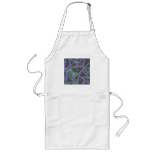 Tablier Long Motif en mosaïque violet et verte