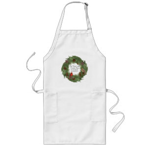 Tablier Long Nana Cookie Holiday Christmas Wreath Cardinal Bird