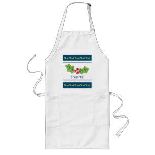 Tablier Long Noël personnalisé Holly & Berries