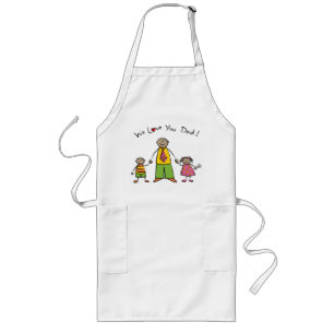 Tablier Long Nous t'aimons Papa Cartoon Famille Bonne Fête des 