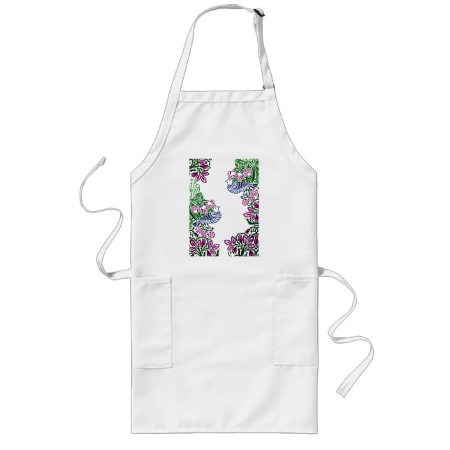 Tablier Long Oiseaux folkloriques Fleurs Acorns (Devant)