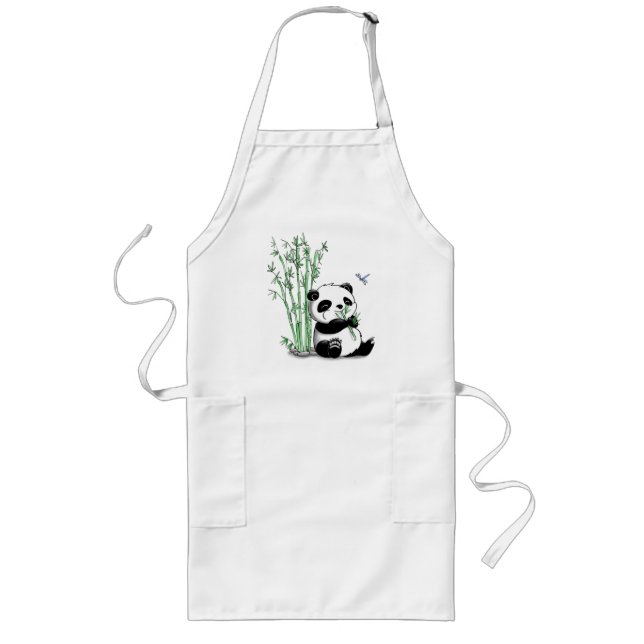 Tablier Long Panda mangeant le bambou (Devant)