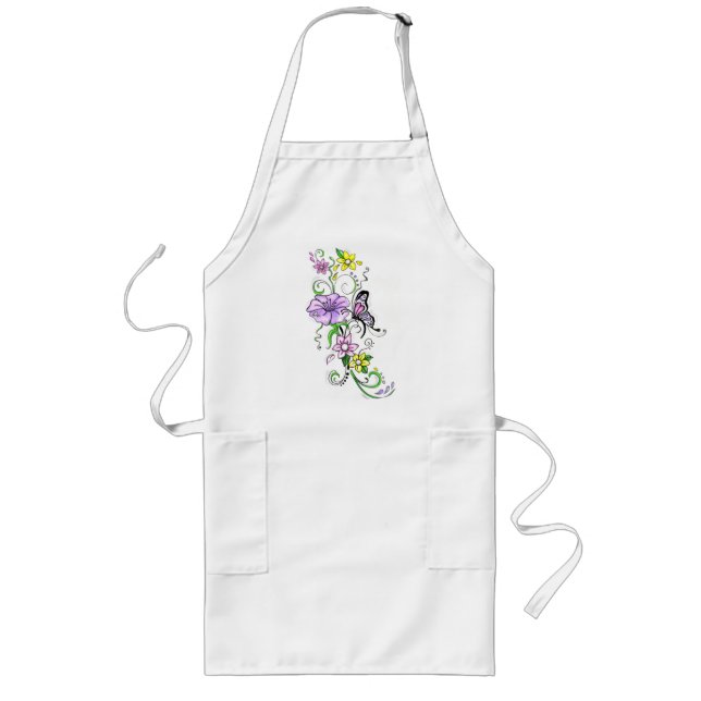 Tablier Long Papillon floral (Devant)