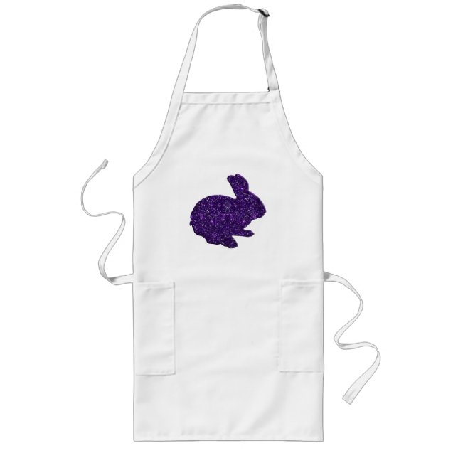 Tablier Long Parties scintillant violet Silhouette Lapin de Pâq (Devant)