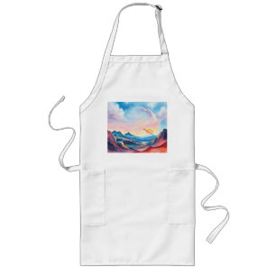 Tablier Long Paysage d'aquarelle planétaire dynamique