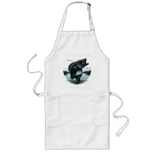 Tablier Long Pêche de l'achigan à grande bouche minimaliste en
