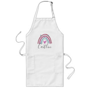 Tablier Long Personnalised name pink rainbow baking