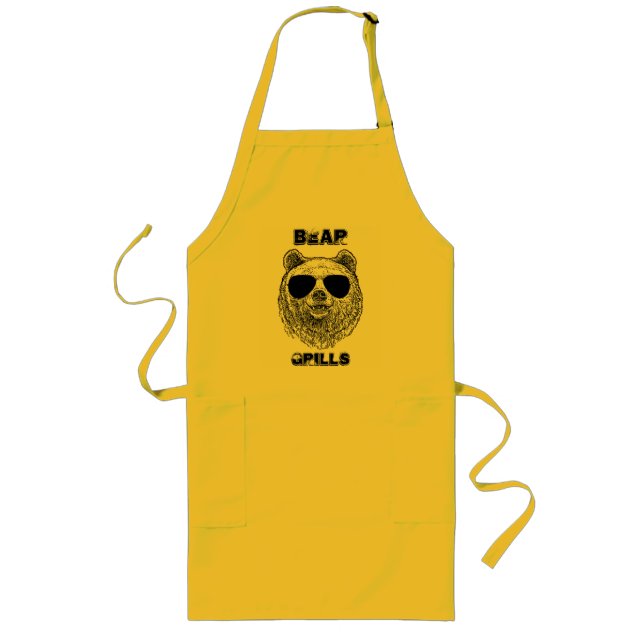 Tablier Long Personnaliser OURS GRILLS Hommes Drôle cadeau pour (Devant)