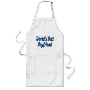 Tablier Long Petit ami avec script bleu mer
