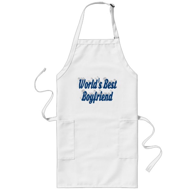 Tablier Long Petit ami avec script bleu mer (Devant)