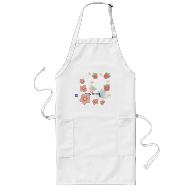 Tablier Long petit canard avec fraise un portrait de la douceur (Devant)