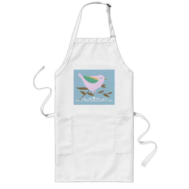 Tablier Long Petit oiseau rose (Devant)
