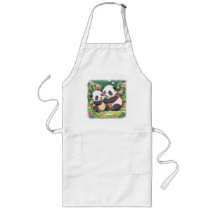 Tablier Long Petits Pandas Plaisants - Style Anime