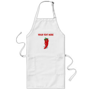 Tablier Long Piment de dessin animé avec texte personnalisé