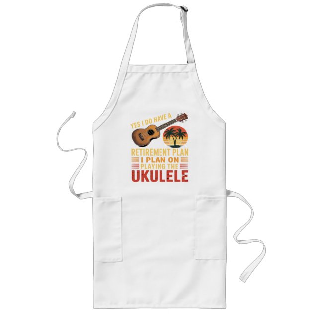 Tablier Long Plan de retraite Ukulele Drôle (Devant)