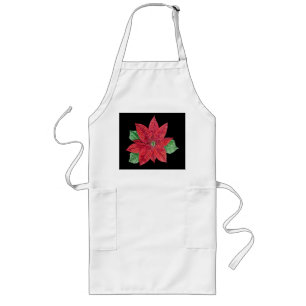 Tablier Long Poinsettia Apron - Noir