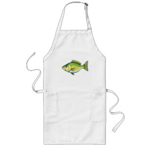 Tablier Long Poisson vert vif avec Motifs ondulés