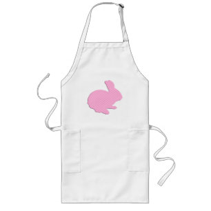 Tablier Long Polka rose Point Silhouette Lapin de Pâques Apron