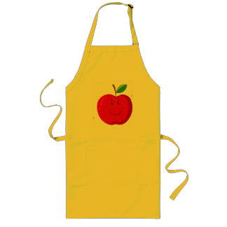 Tablier Long Pomme rouge avec un visage heureux