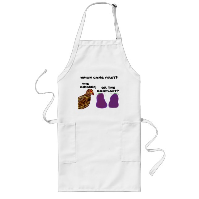 Tablier Long qui est arrivé premier ? poulet ou aubergine ? tab (Devant)