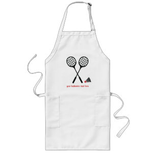 Tablier Long Raquette de badminton rouge noir et billetterie pe