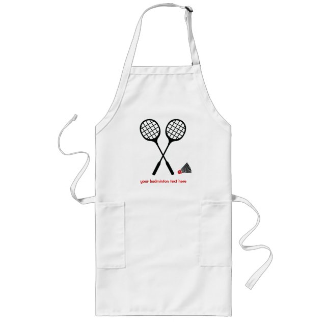 Tablier Long Raquette de badminton rouge noir et billetterie pe (Devant)