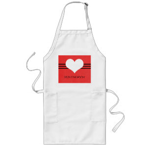 Tablier Long Red Modern Heart Apron