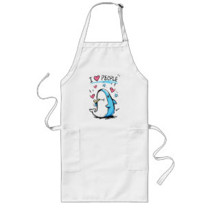Tablier Long Requin aime les gens Funny Doodle Cartoon