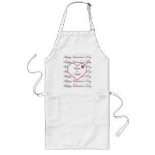 Tablier Long Rouge rose violet coeur mignon Jour des Valentines