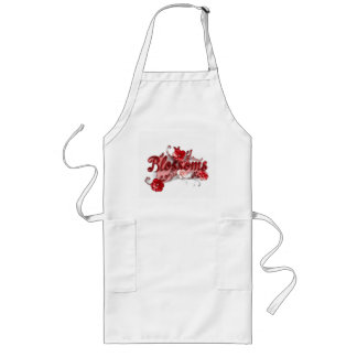 Tablier Long Ruby Red Script Blossoms