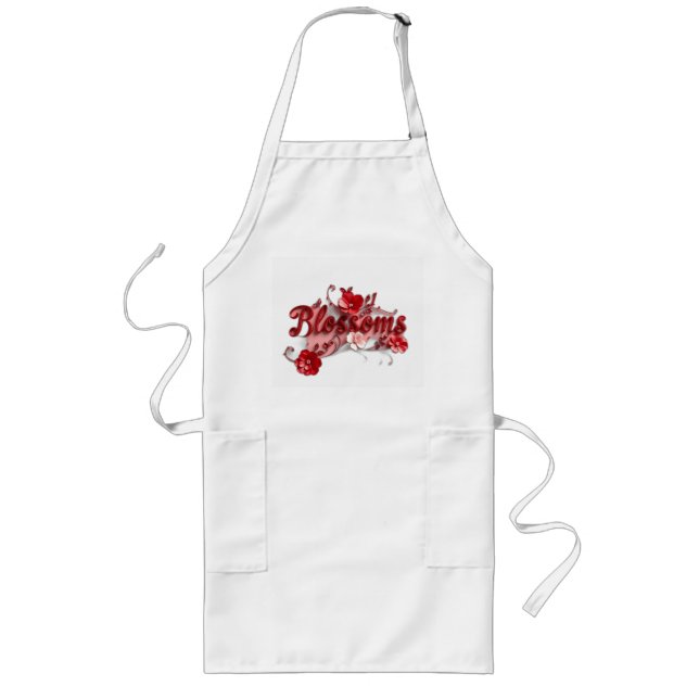 Tablier Long Ruby Red Script Blossoms (Devant)