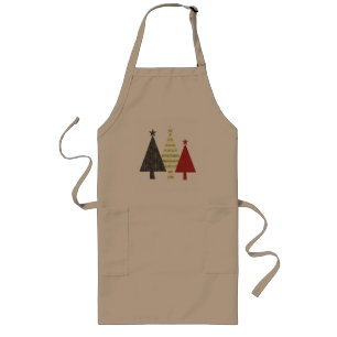 Tablier Long Sapin de Noël Élégant Motif Minimaliste de Style