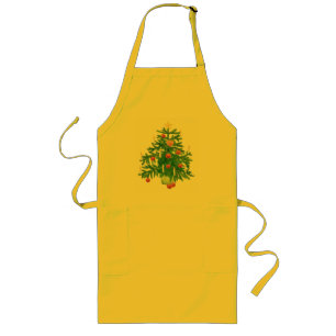 Tablier Long Sapin de Noël vintage avec une étoile
