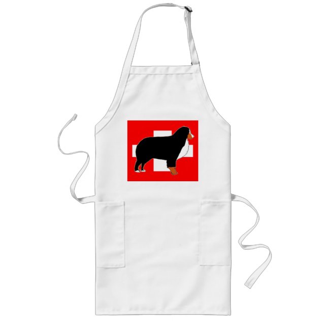 Tablier Long silhouette de bernois sur drapeau rouille (Devant)