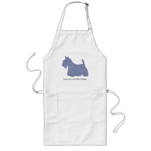 Tablier Long Silhouette de Terrier Écossais en Denim