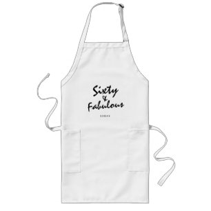Tablier Long Soixante & Sassy Noir Élégant Nom Cadeau 60e Anniv
