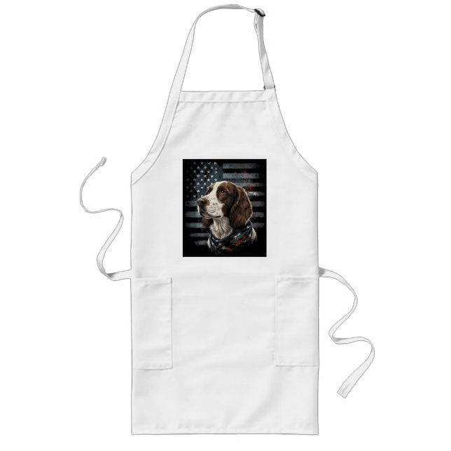 Tablier Long Springer Spaniel Chien Drapeau Américain (Devant)