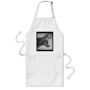 TABLIER LONG STYLE DE PEINTURE RENARD NOIR ET BLANC