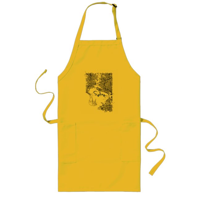 Tablier Long Sunny Yellow Sydney Map Kitchen Apron (Devant)