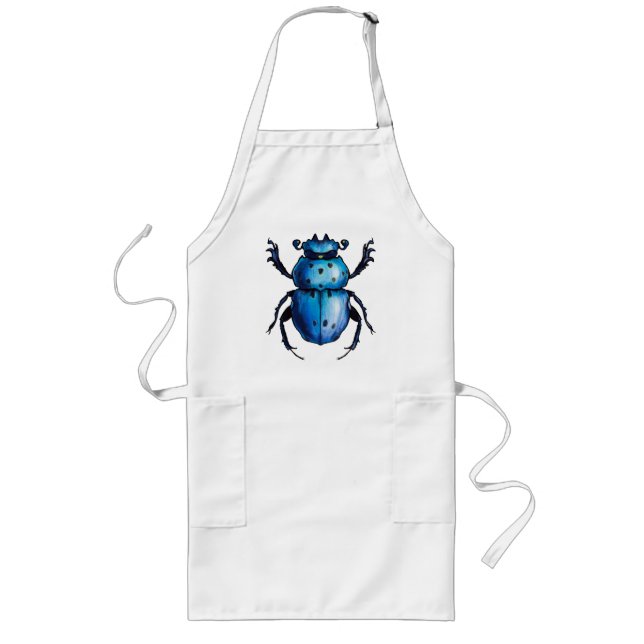 Tablier Long T-shirt Scarab Beetle Art Blue Insect Entomologie (Devant)