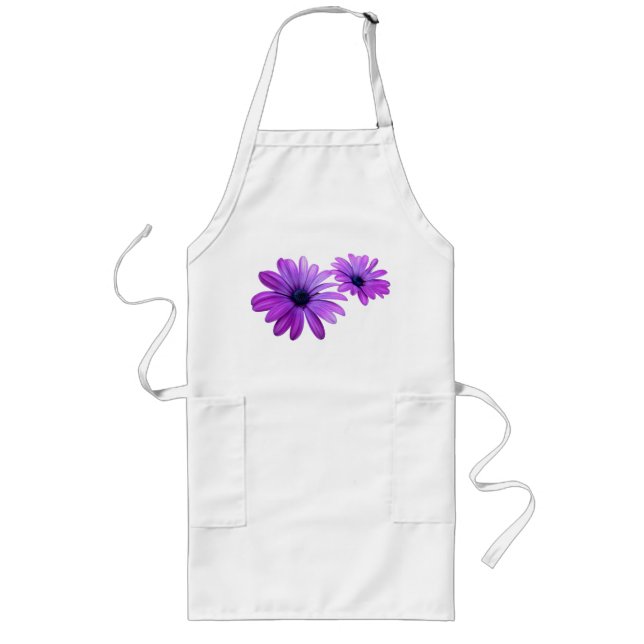 Tablier Long Tablier de marguerite violet Beau tablier de fleur (Devant)