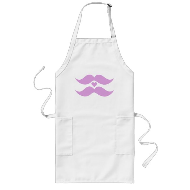 Tablier Long Tablier personnalisé Moustaches roses (Devant)