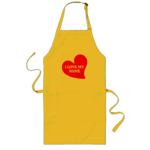 TABLIER LONG TENDANCE CŒUR ROUGE J'AIME MA SAINT VALENTIN ROMAN