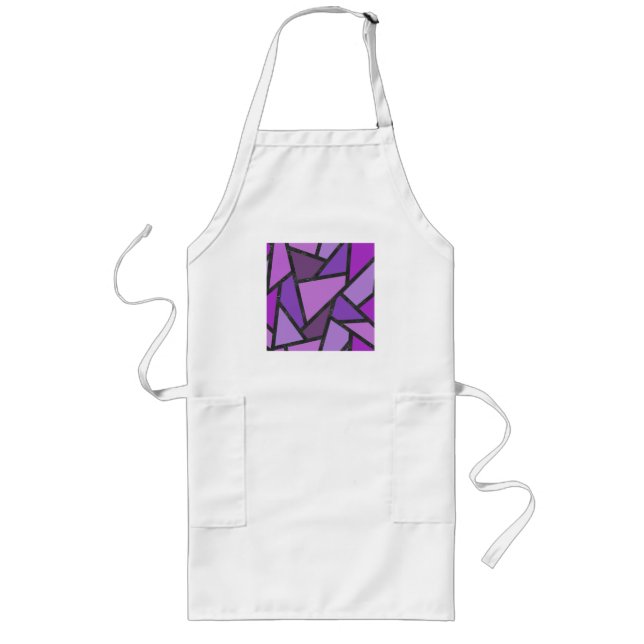Tablier Long Tons de vitrail violet motif (Devant)