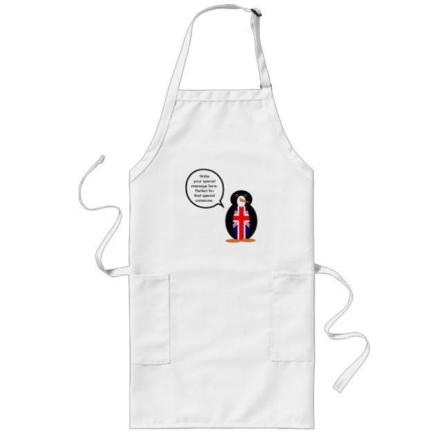 Tablier Long United Kingdom Flag Talking Ms. Penguin (Devant)