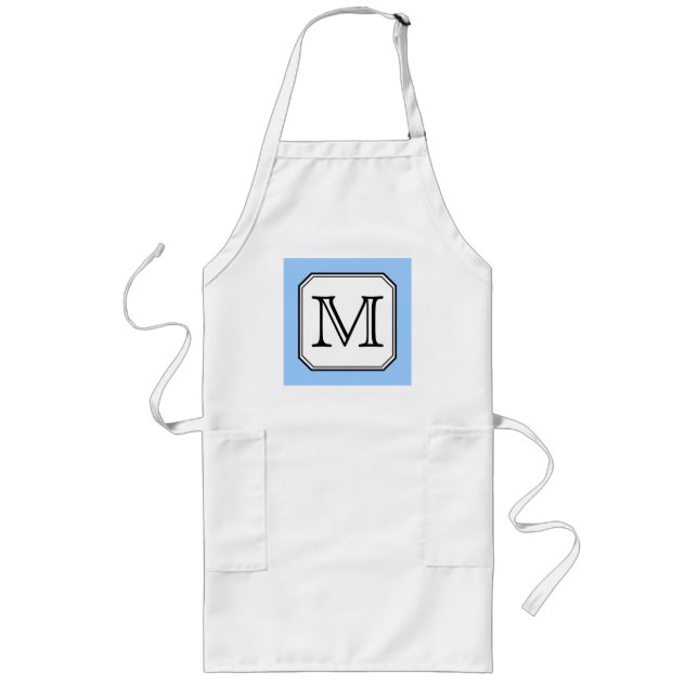 Tablier Long Votre lettre. Monogramme fait sur commande. Blanc (Devant)