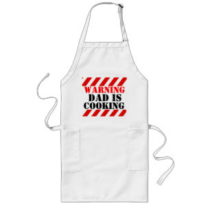 Tablier Long Warning Dad is cooking graphic cooks apron