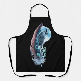 Tablier Loup à son extrémité hurlant sur la lune