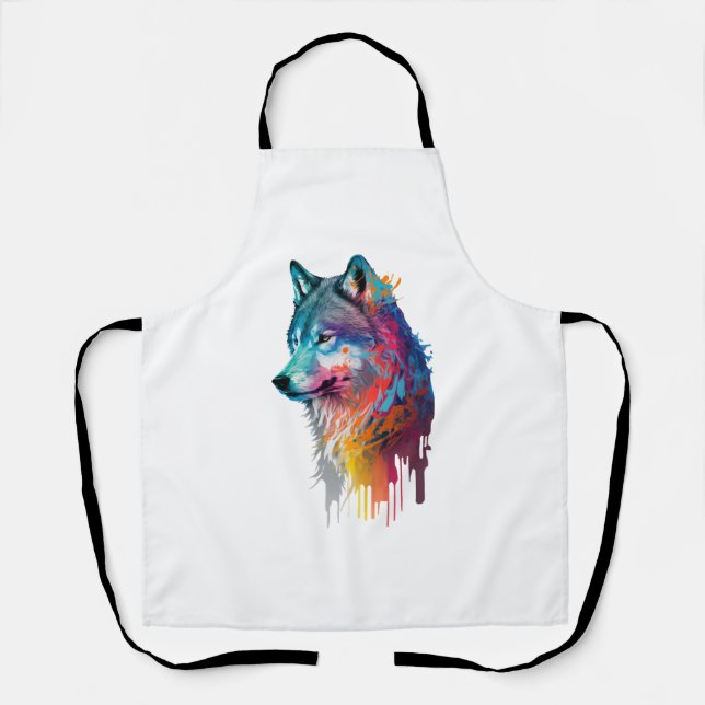 Tablier Loup coloré (Recto)